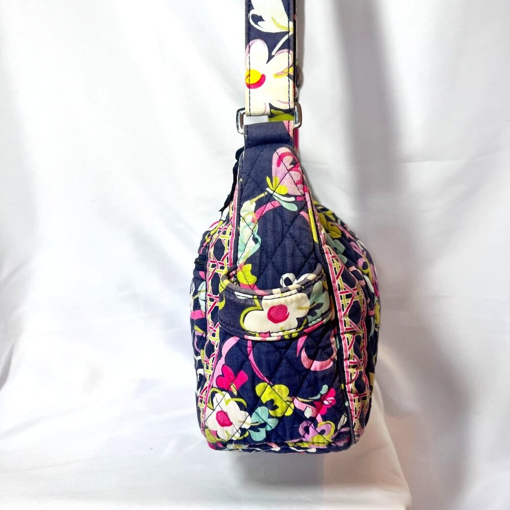 Vera Bradley-Retired Print-Floral-Navy Blue/Pink/Yellow Mix-Medium-Pockets-Cloth - Picture 12 of 16
